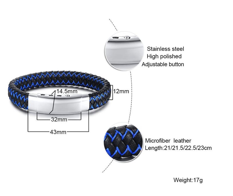 MEALGUET Bible Verse Religious Bracelets Christian Cross Scripture Engraved 2-Tone Black Blue Braided Bracelet Adjustable Wristband for Men,Personalized Inspirational Quotes, Religious Gifts - Image 2
